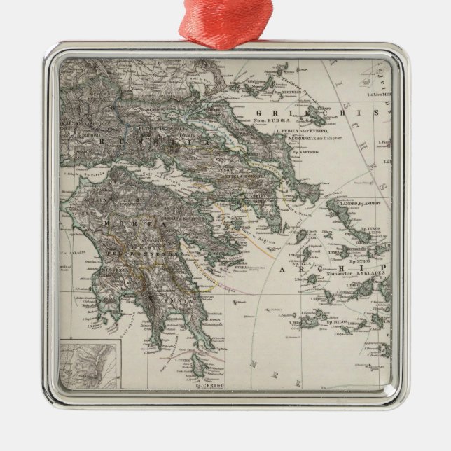 Greece Map by Stieler Metal Ornament (Front)