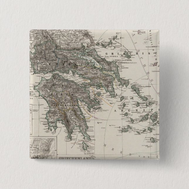 Greece Map by Stieler Pinback Button (Front)