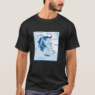 Greece Map in flag colors. Surrounding countries & T-Shirt