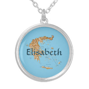 Greece Map + Name Necklace