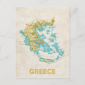 Greece map postcard