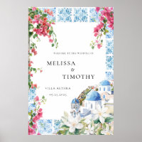 Greece Mediterranean Floral Tile Wedding Welcome 