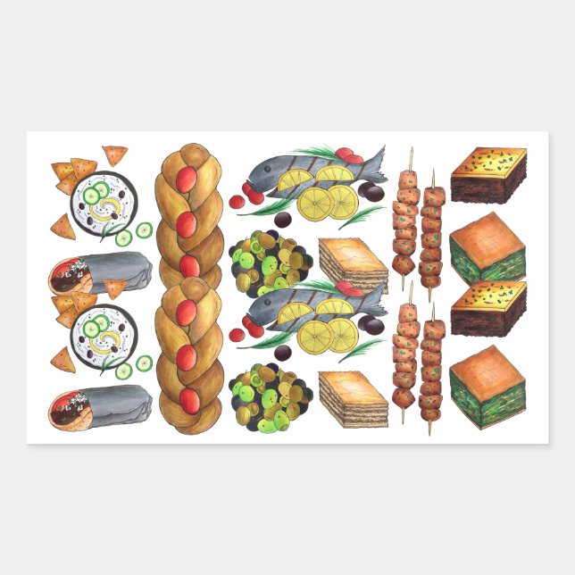Greece Mediterranean Food Greek Diner Restaurant Rectangular Sticker (Front)