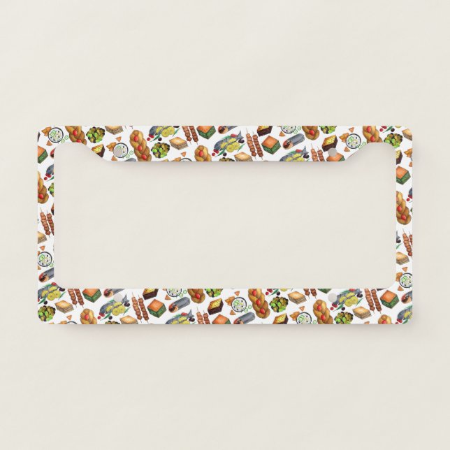 Greece Mediterranean Foods Print Greek Cuisine License Plate Frame (Front)