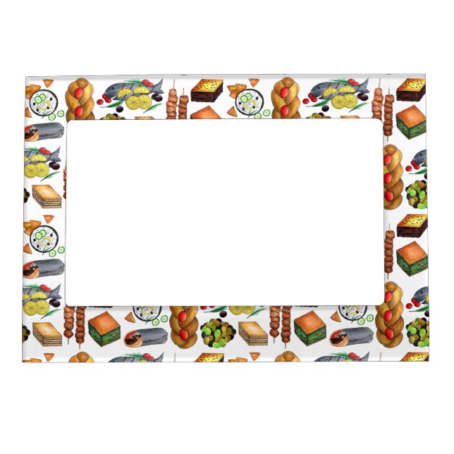 Greece Mediterranean Foods Print Greek Cuisine Magnetic Frame (Front)