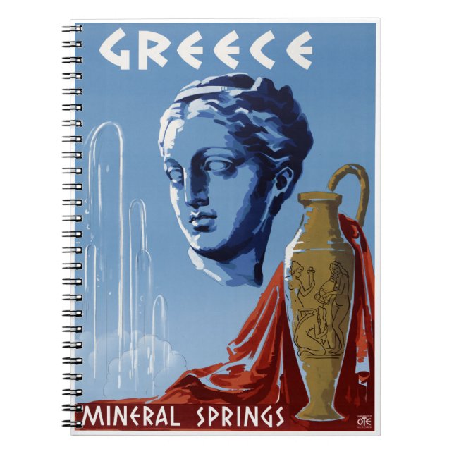 Greece Mineral Springs Vintage Travel Poster Resto Notebook (Front)