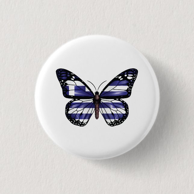 Greece Monarch Butterfly Flag Button (Front)