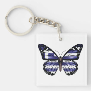 Greece Monarch Butterfly Flag Keychain