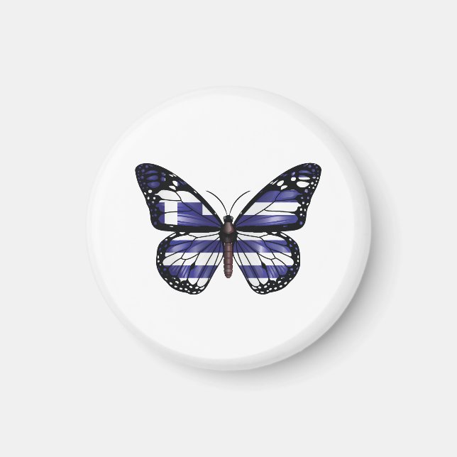 Greece Monarch Butterfly Flag Magnet (Front)