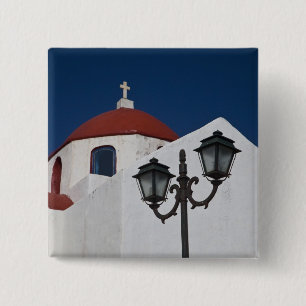 Greece, Mykonos, Chapel with red dome and Button