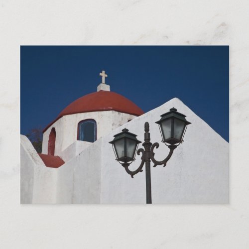 Greece Mykonos Chapel with red dome and Postcard