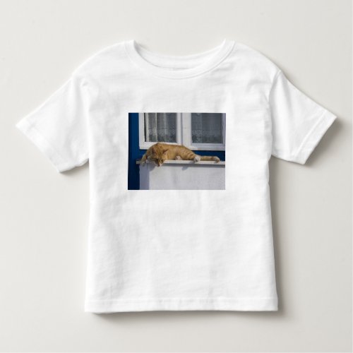 Greece Mykonos Curious orange tabby cat looks Toddler T_shirt