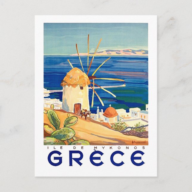 Greece, Mykonos isle, windmill by the sea Postcard (Front)