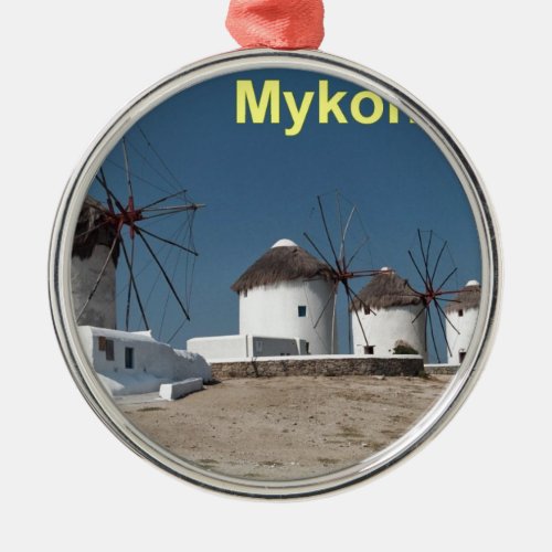 Greece Mykonos Windmills Aggel Metal Ornament