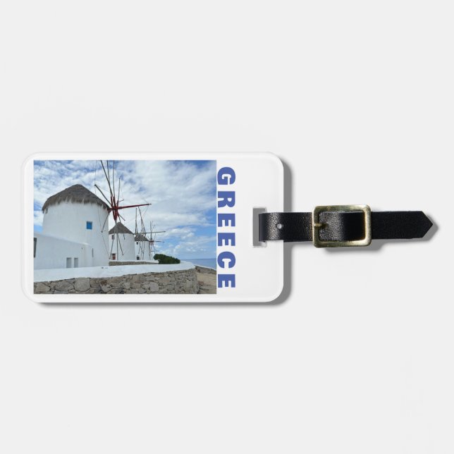  Greece Mykonos Windmills personalized Luggage Tag (Front Horizontal)