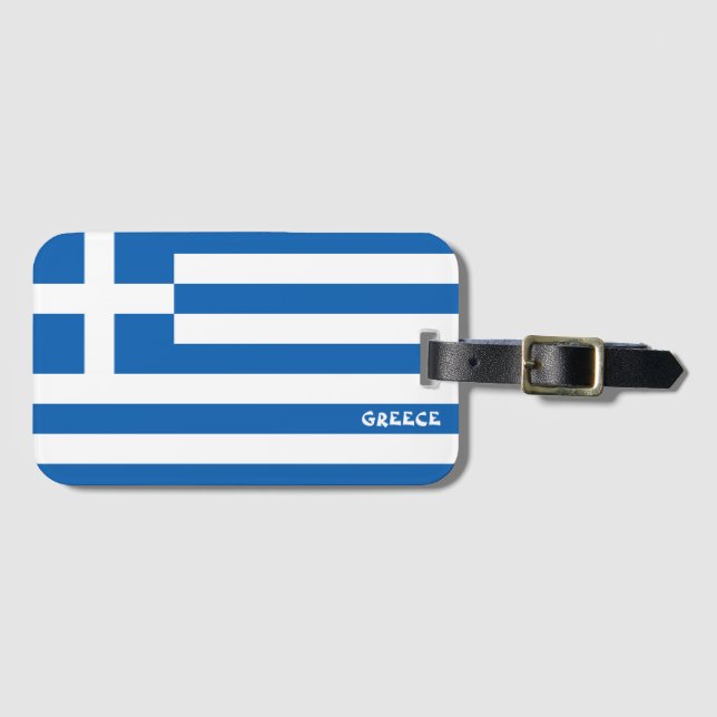 Greece National Flag Patriotic Luggage Tag (Front Horizontal)