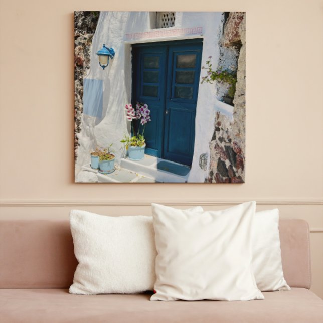 Greece Oia Santorini Blue Door White  Canvas Print (Creator Uploaded)