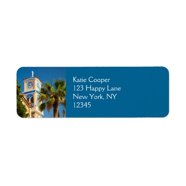 Greece - Orthodox Greek Church with Palm Tree Label (Front)