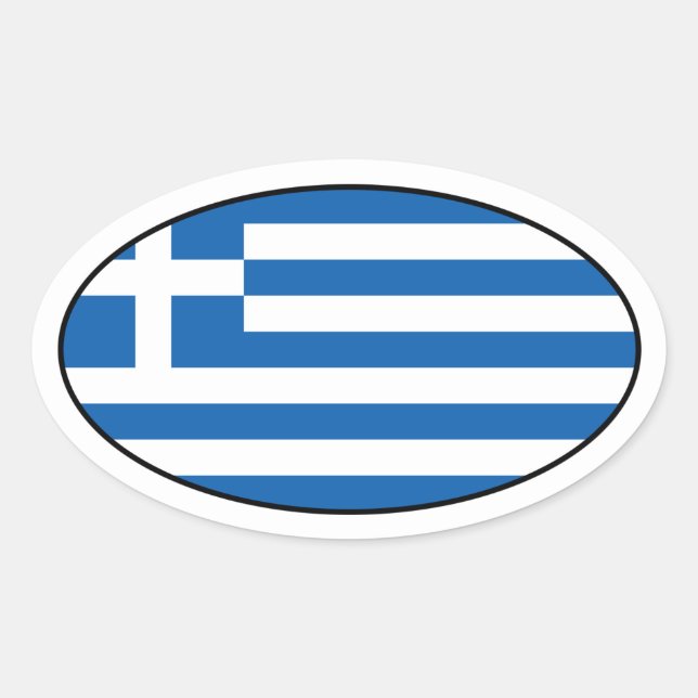 Greece Oval Flag Sticker (Front)
