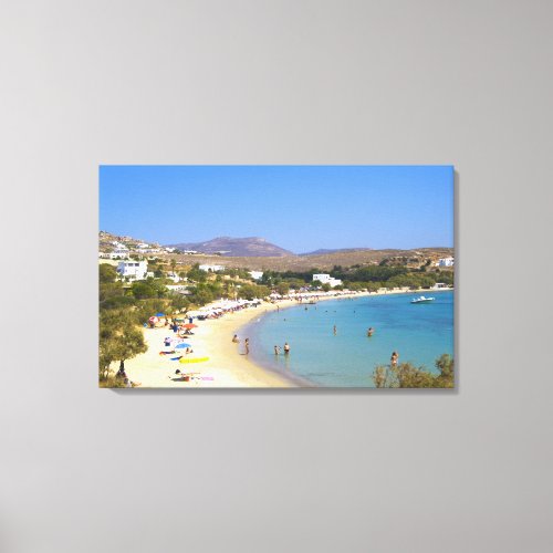 Greece Paros Island Krios Beach from above Canvas Print