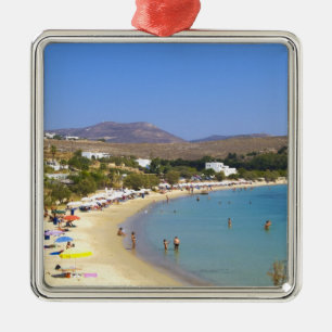 Greece, Paros Island, Krios Beach from above Metal Ornament