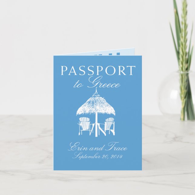 Greece Passport Wedding Invitation (Front)