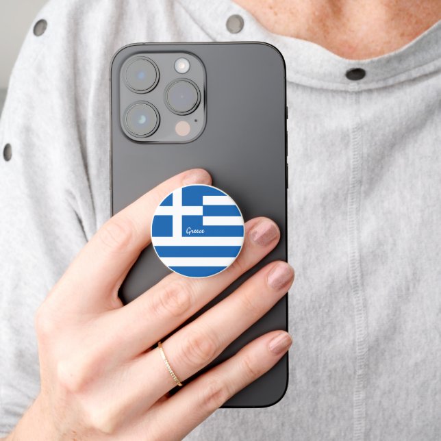 Greece phone grip, patriotic Greek Flag / sports PopSocket (Hand)
