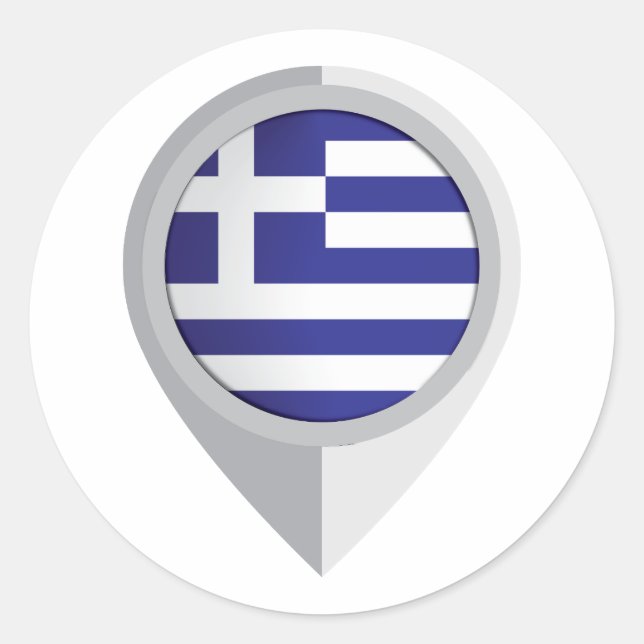 Greece Pin Location Flag Classic Round Sticker (Front)