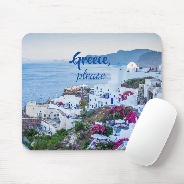 Greece Please/ Personalized/ Santorini Landscape Mouse Pad (With Mouse)
