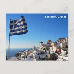 Greece Postcard with Santorini landscape