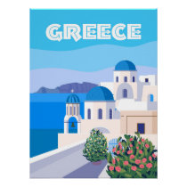 Greece Poster Travel Santorini  Greek