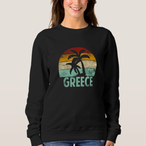 Greece Retro Palm Tree Vintage Sunset Souvenir Vac Sweatshirt