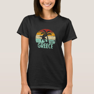 Greece Retro Palm Tree Vintage Sunset Souvenir Vac T-Shirt