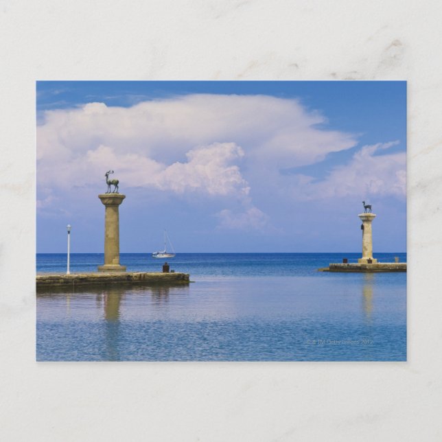 Greece, Rhodes, Deer statue in Mandraki Harbor Postcard (Front)
