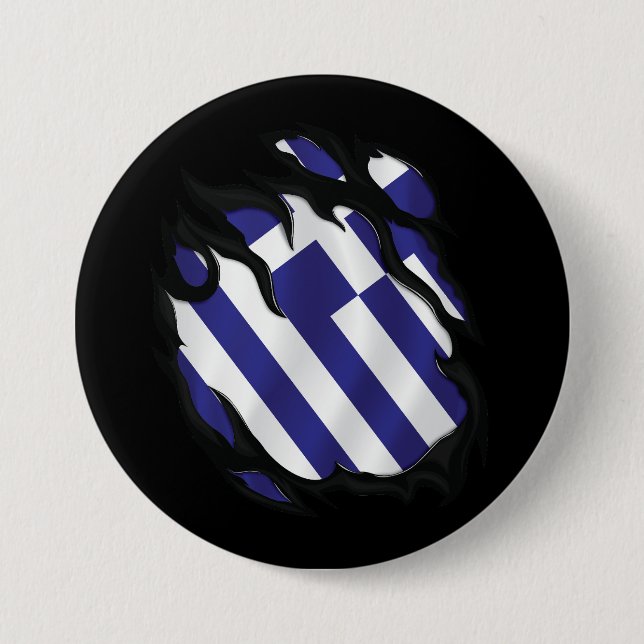 Greece Ripped Flag Button (Front)