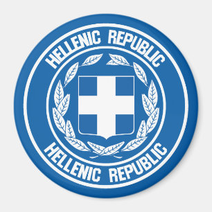 Greece Round Emblem Magnet
