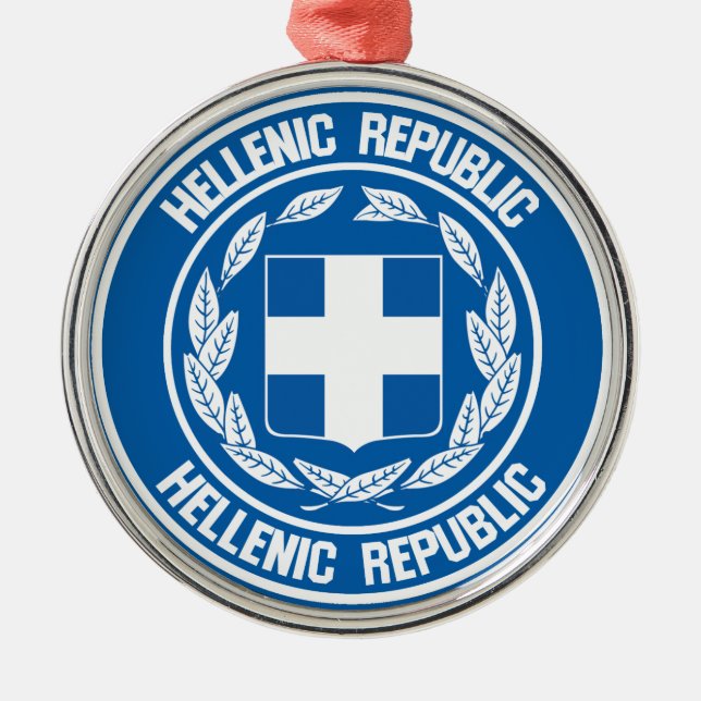 Greece Round Emblem Metal Ornament (Front)