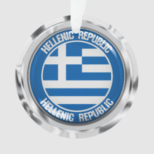 Greece Round Emblem Ornament
