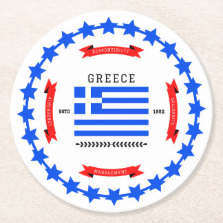 Greece Round Paper Coaster