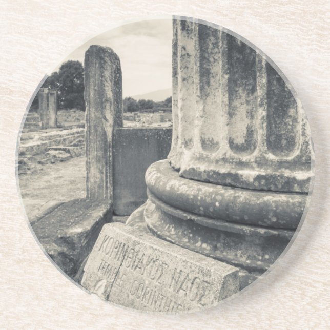 Greece, ruins of ancient city sandstone coaster (Front)