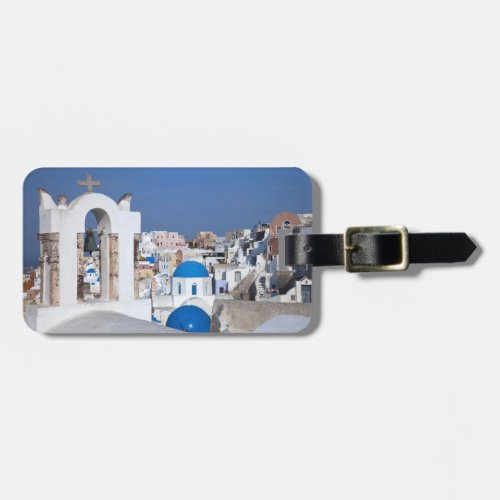 Greece Santorini Bell tower and blue domes of 2 Luggage Tag