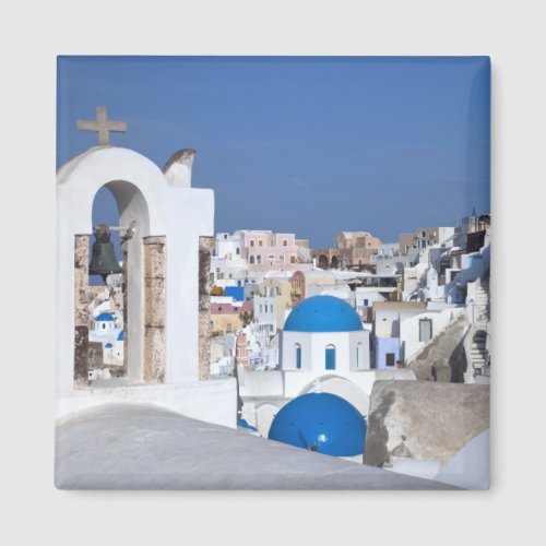 Greece Santorini Bell tower and blue domes of 2 Magnet