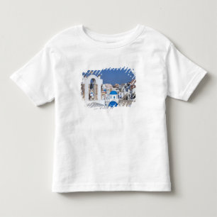 Greece, Santorini. Bell tower and blue domes of 2 Toddler T-shirt