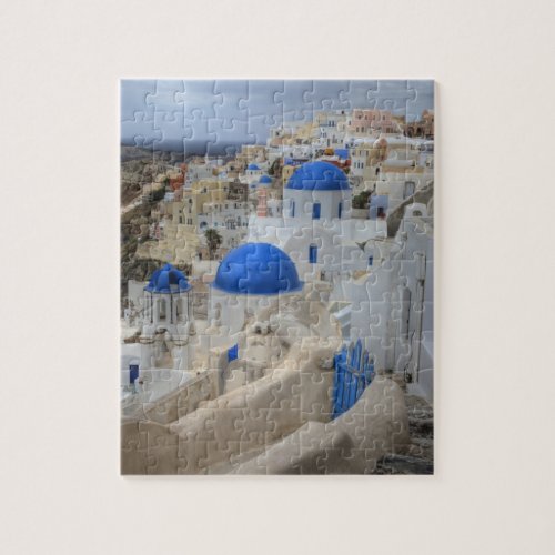 Greece Santorini Bell tower and blue domes of 3 Jigsaw Puzzle
