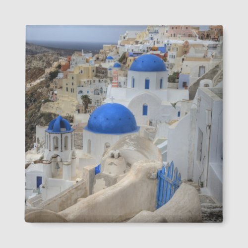 Greece Santorini Bell tower and blue domes of 3 Magnet