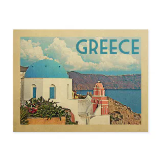 Greece Santorini Postcard Vintage Travel