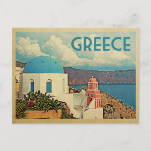 Greece Santorini Postcard Vintage Travel