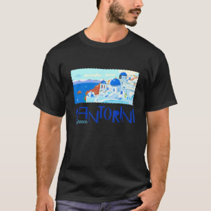 Greece Santorini Skyline White And Blue Houses Oce T-Shirt