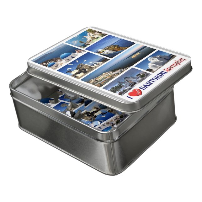Greece - Santorini - Thera - Thira - I Love - Jigsaw Puzzle (Lid Open)