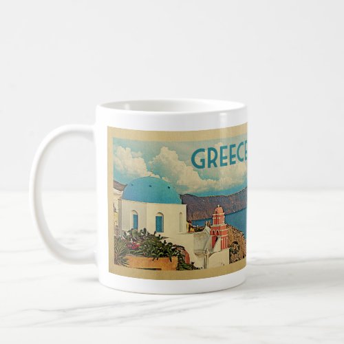 Greece Santorini Vintage Travel Coffee Mug